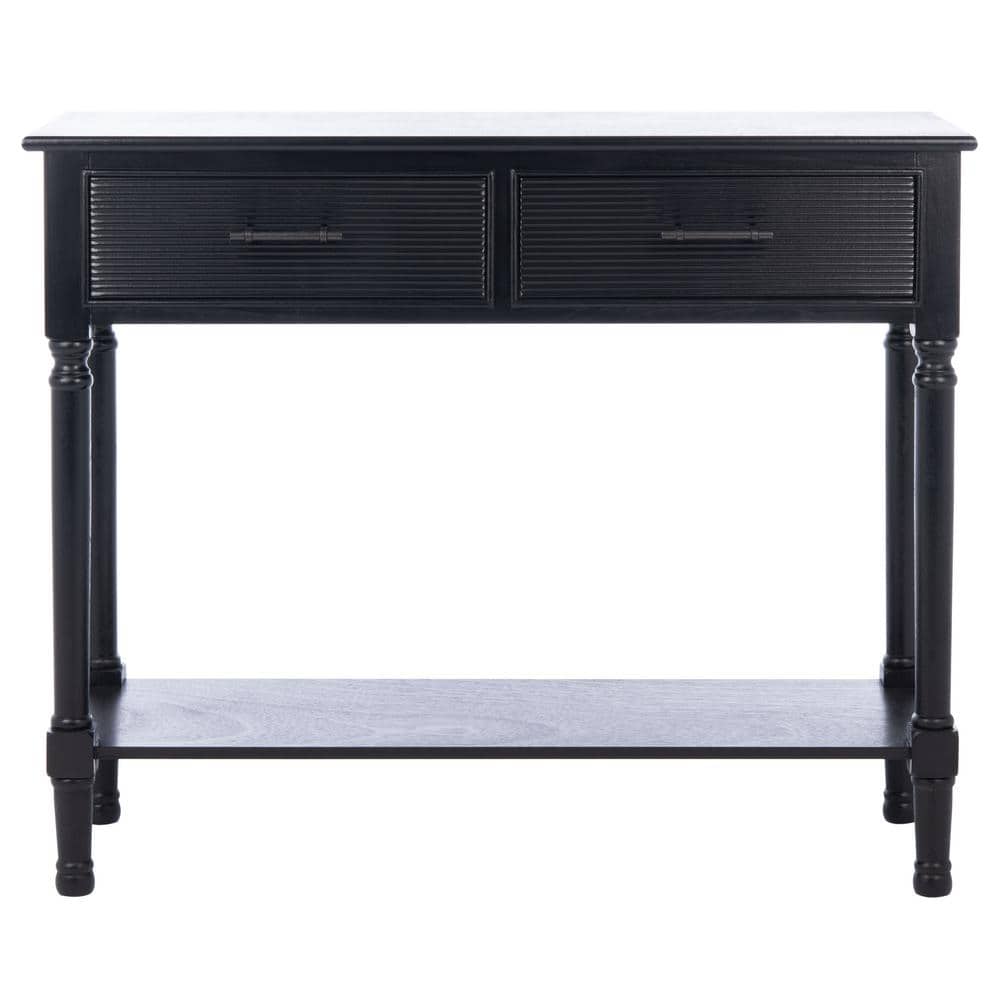 Ryder Black Striated 2-Drawer Console Table with Storage