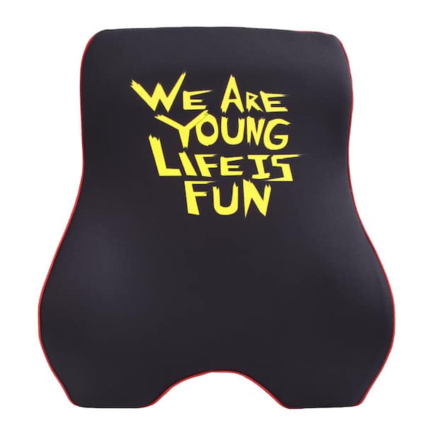 FH Group 16 in. x 15.25 in. x 5.5 in. Back Cushion for Cars, Offices and Home - We Are Young Life Is Fun Memory Foam Cushion