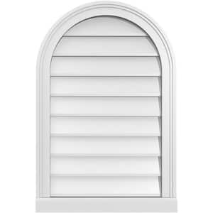 20 in. x 30 in. Round Top White PVC Paintable Gable Louver Vent Non-Functional