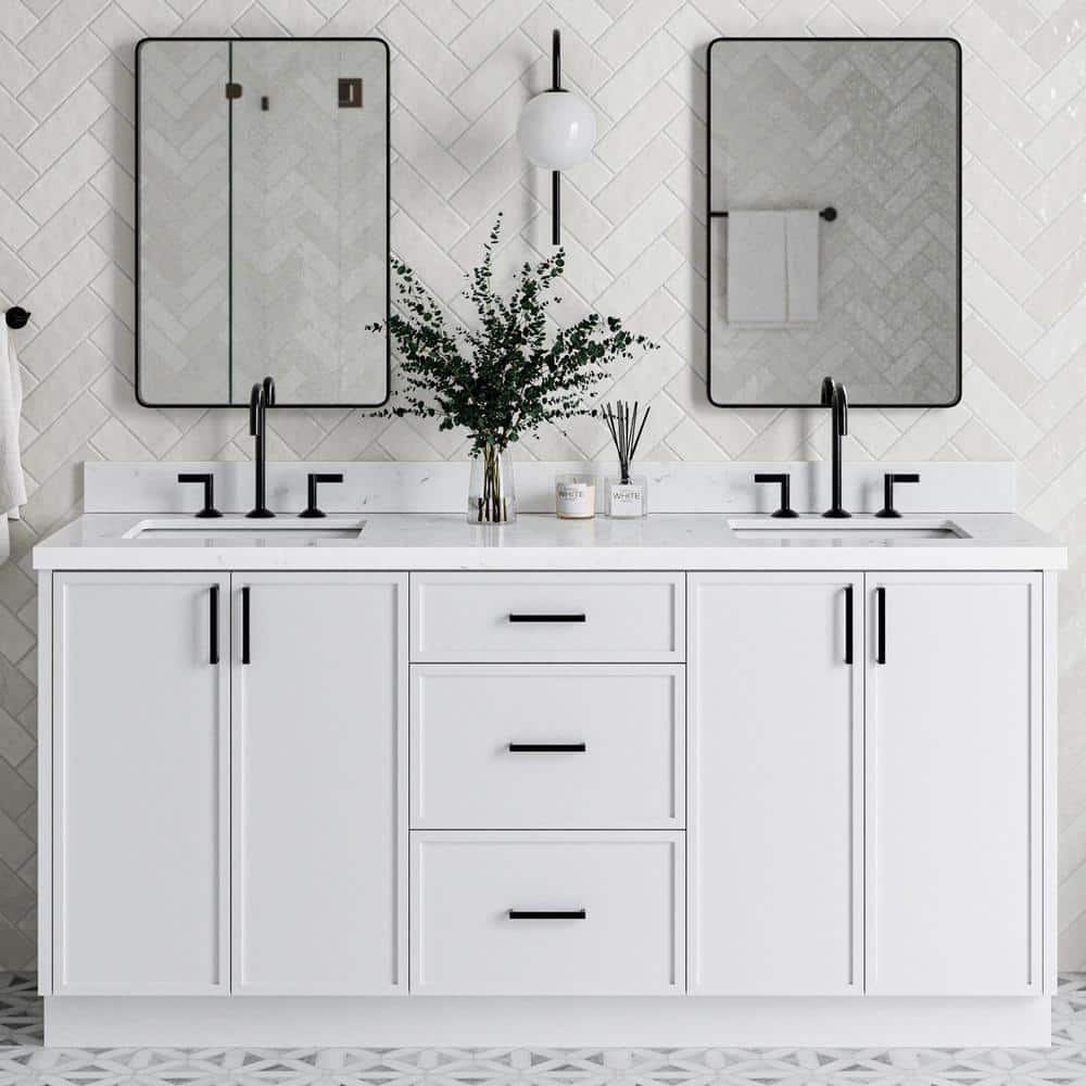 Kelly 72" White Double Freestanding Bathroom Vanity