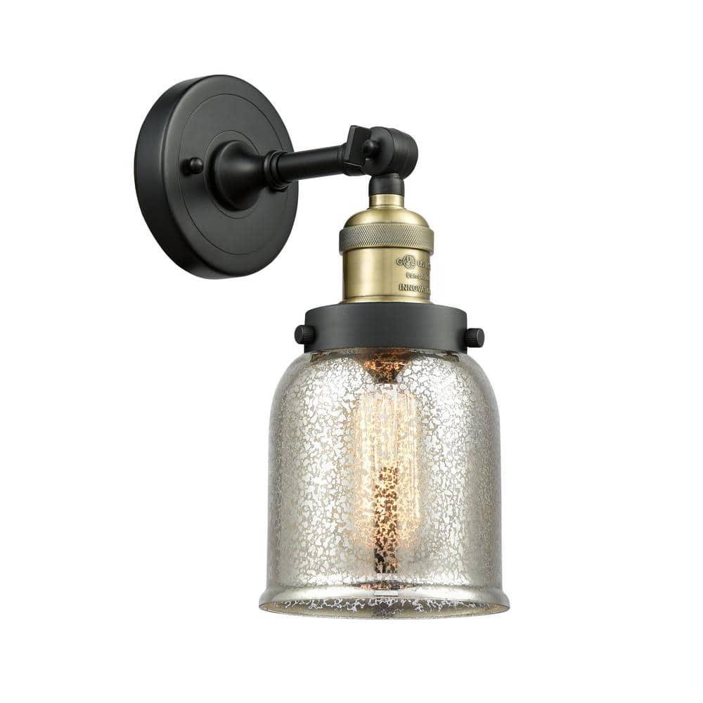 Bell 1-Light Black Antique Brass, Silver Plated Mercury Wall Sconce with Silver Glass Shade price history on PriceWatchPro