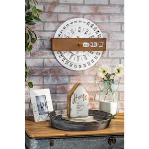 9.65 in. H Inspirational White Metal and Wood Tabletop Home Decorations (Set of 2)
