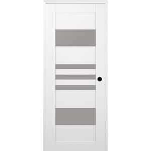 Leti 18 in. x 84 in. Left Hand 5-Lite Frosted Glass Snow White Composite Wood Single Prehung Interior Door