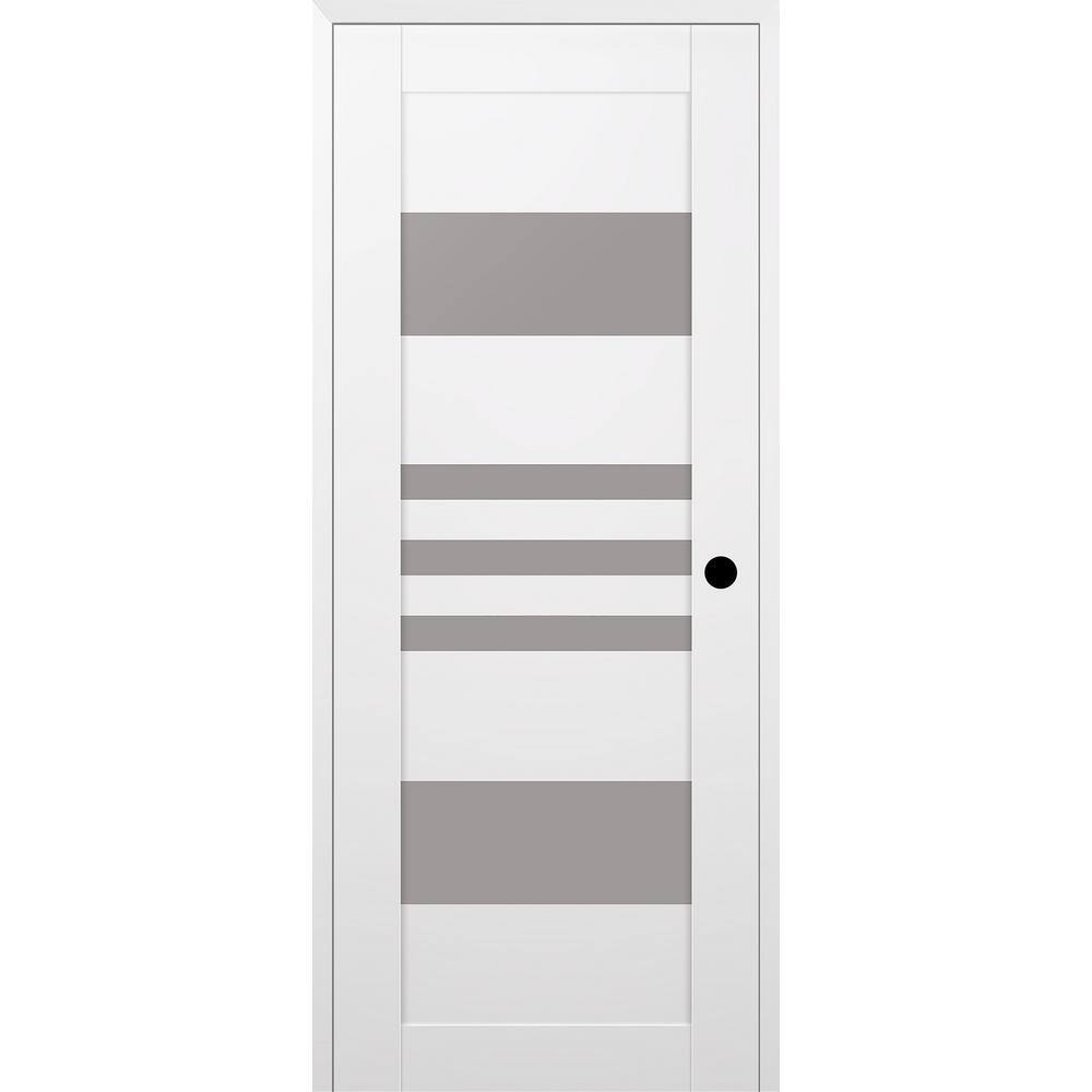 Leti 28 in. x 96 in. Left Hand 5-Lite Frosted Glass Snow White Composite Wood Single Prehung Interior Door price history on PriceWatchPro