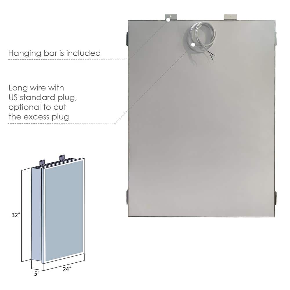 Carsoli 24" Frameless LED Lighted Bathroom Medicine Cabinet
