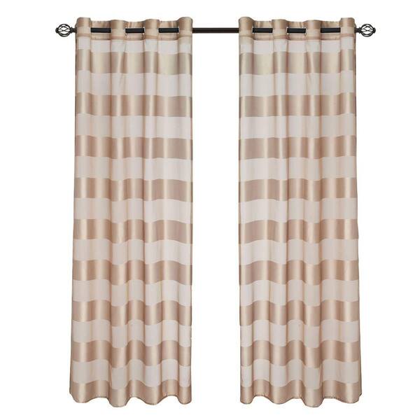 Lavish Home Taupe Sofia Grommet Curtain Panel, 84 in. Length