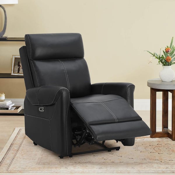 Noa Black Faux Leather Wall Hunger Power Recliner with USB and Type-C Port for Livingroom