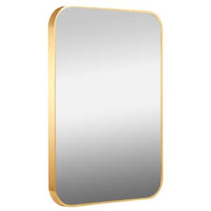 24 in. W x 32 in. H Rectangular Framed Wall Mount Bathroom Vanity Mirror in Gold Vertical and Horizontal Hang