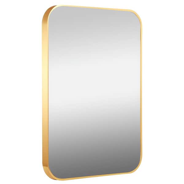 Cesicia 24 in. W x 32 in. H Rectangular Framed Wall Mount Bathroom Vanity Mirror in Gold Vertical and Horizontal Hang