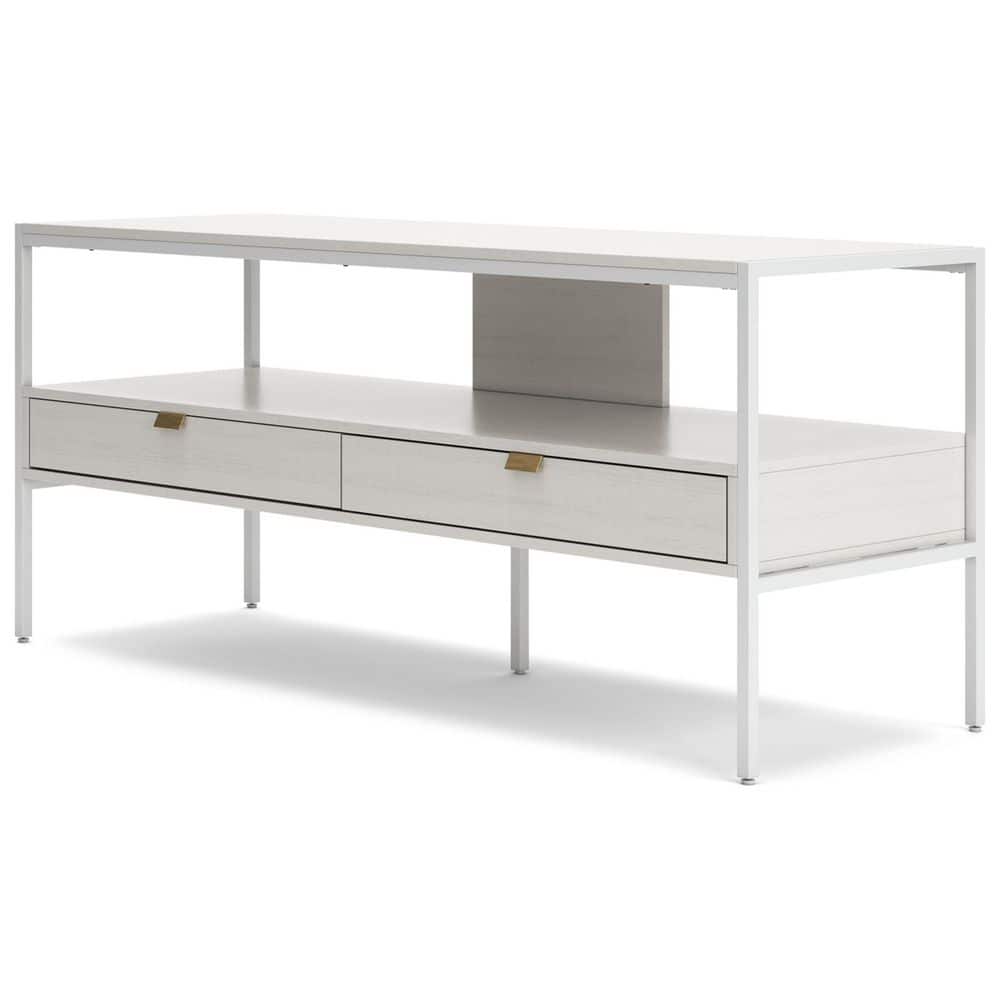 Deznee 60" White Modern TV Stand with Drawers