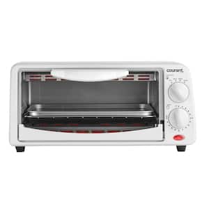 650-Watt 2-Slice White Toaster Oven with Toast, Bake, and Broil Functions