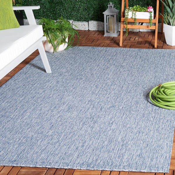 Sisal All-Weather Blue  5 ft. x 8 ft. Solid Woven Indoor/Outdoor Area Rug