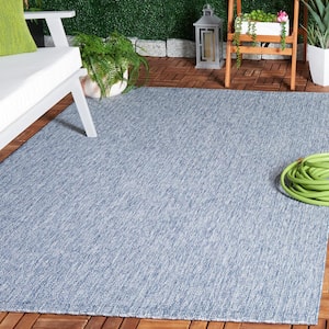 Sisal All-Weather Blue  7 ft. x 7 ft. Solid Woven Indoor/Outdoor Square Area Rug