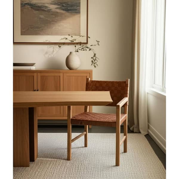 Brown Solid Wood Arm Chair