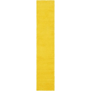 Solid Shag Tuscan Sun Yellow 13 ft. Runner Rug