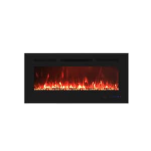 36 in. Built-in and Wall Mounted Electric Fireplace in Black