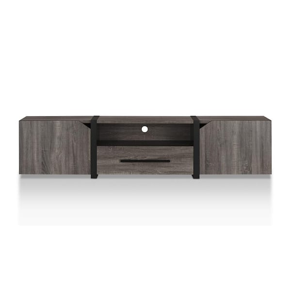Furniture of America Balearic 81.5 in. Distressed Gray tv Stand Fits tv's up to 94 in.