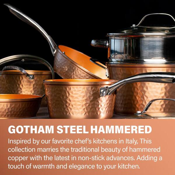 Copper 2304 Gotham Steel 10 Piece Hammered Non-Stick Cookware Set for sale online 