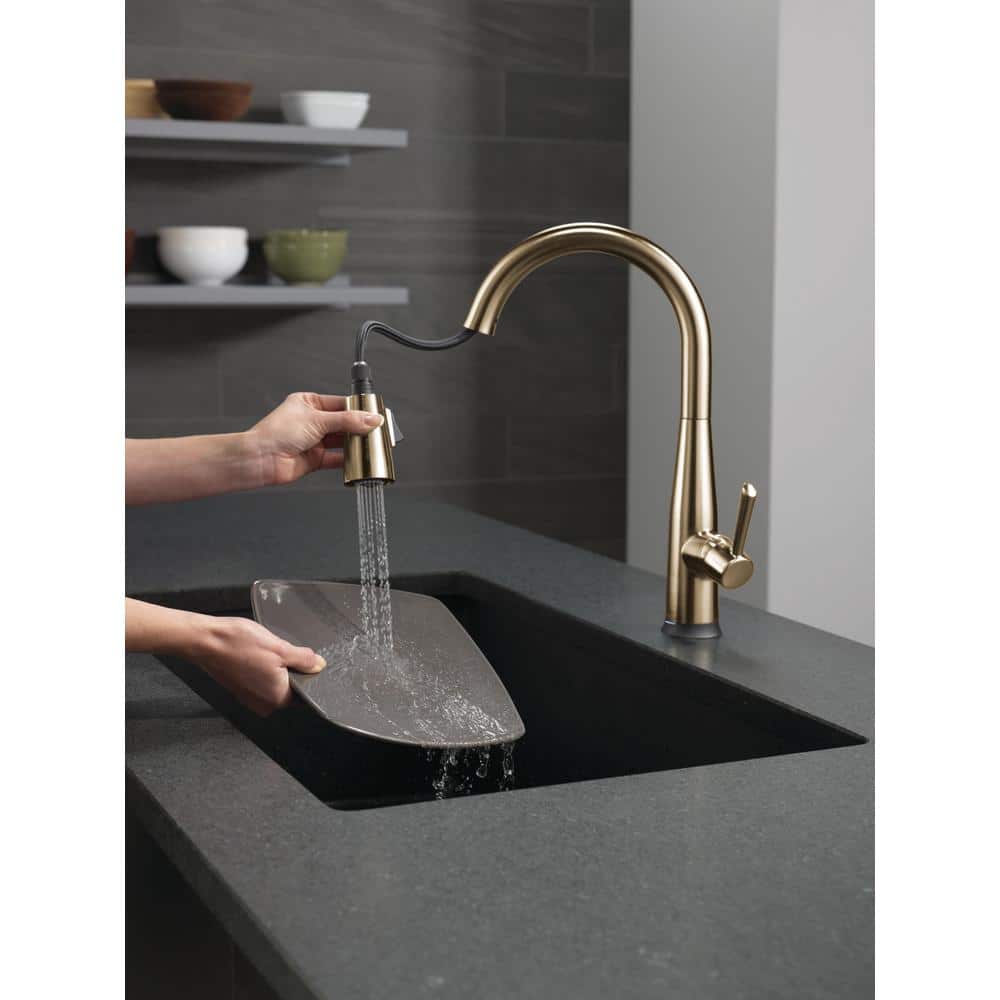 Champagne Bronze Single Handle Pull-Down Kitchen Faucet with Touch2O Technology