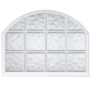 42 in. x 50 in. Acrylic Block Arch Top Vinyl Window in White
