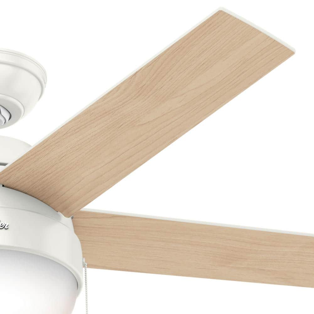 46" Fresh White and Natural Wood Ceiling Fan with LED Light