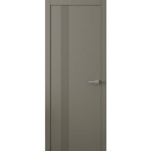 0112 32 in. x 84 in. Sold Core Dove Grey Color Wood Interior Door Kit with Quick Assemble Jamb