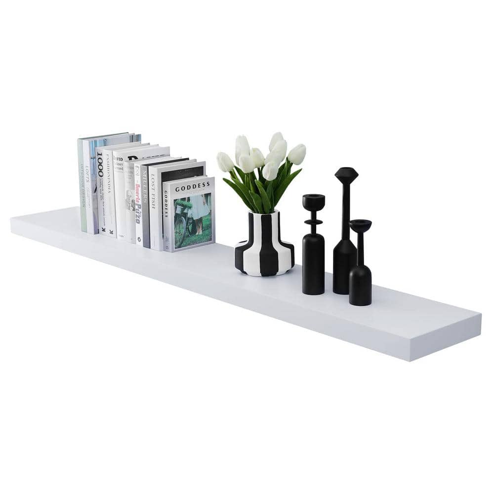 47 in. W x 9 in. D White Floating Decorative Wall Shelf, Bathroom Wall Moun
