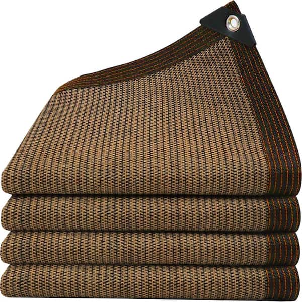 8 x 16 ft Shade Cloth Sun Shade Net with Reinforced Grommets Brown Black 1 Piece