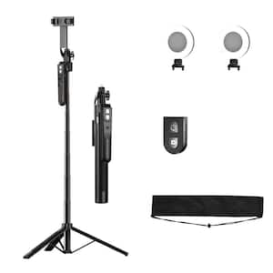 Auto Face Tracking Tripod 360° Rotation with Phone Holder - Selfie Stick with Remote in Black