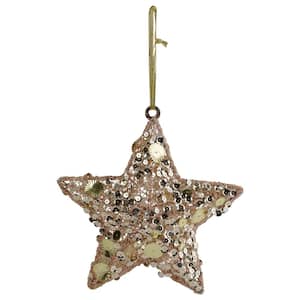 6 in. Tri-Color Gold Star Shaped Christmas Ornament
