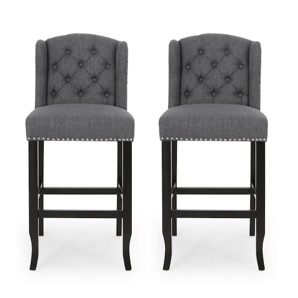 Noble House Foxwood 45.25 in. Charcoal Wingback Bar Stool (Set of 2)