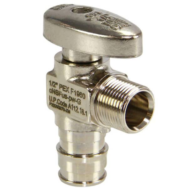 ProPEX 1/2 in. PEX-A Expansion Barb x 3/8 in. OD Compression Lead-Free Brass Quarter-Turn Angle Stop Valve (10-Pack)
