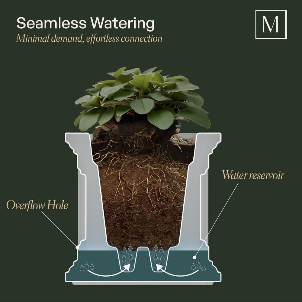 Nantucket Espresso 16" Square Self-Watering Polyethylene Planter