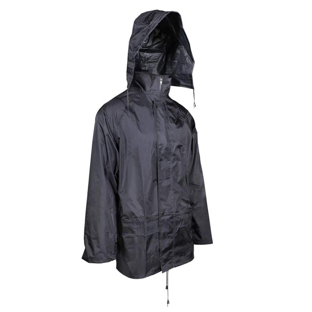Boss Medium Black Nylon Ripstop Rain Jacket with Storm Flap B44340