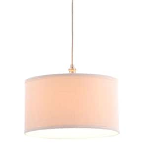 Carroll 1-Light Brushed Nickel Pendant with Fabric Drum Shade
