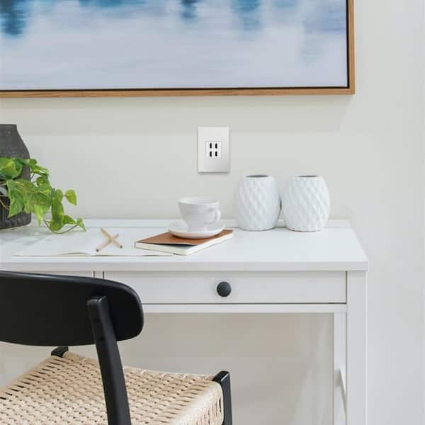adorne 1-Gang 4-Port Keystone Wall Plate, White (1-Pack)