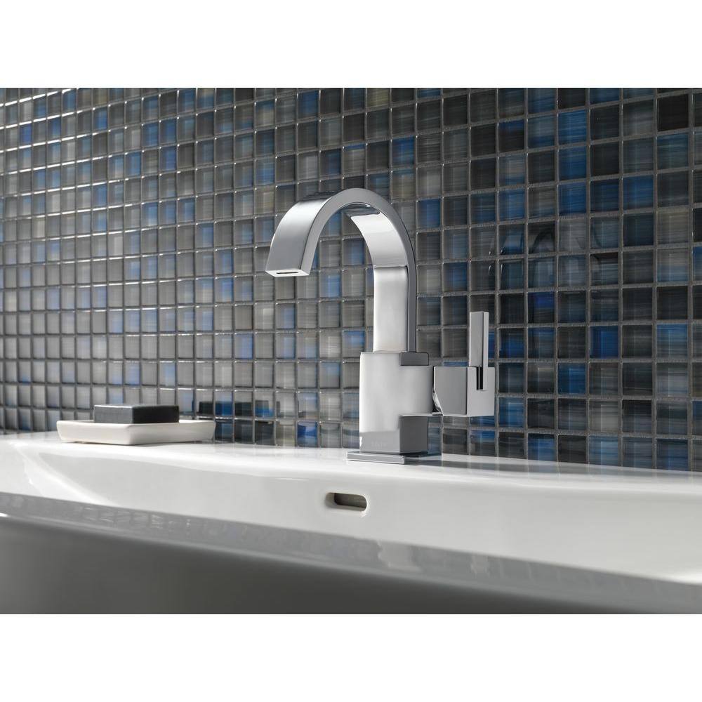 Sleek Modern 7 3/4" Chrome Brass Single Hole Faucet with Drain Assembly