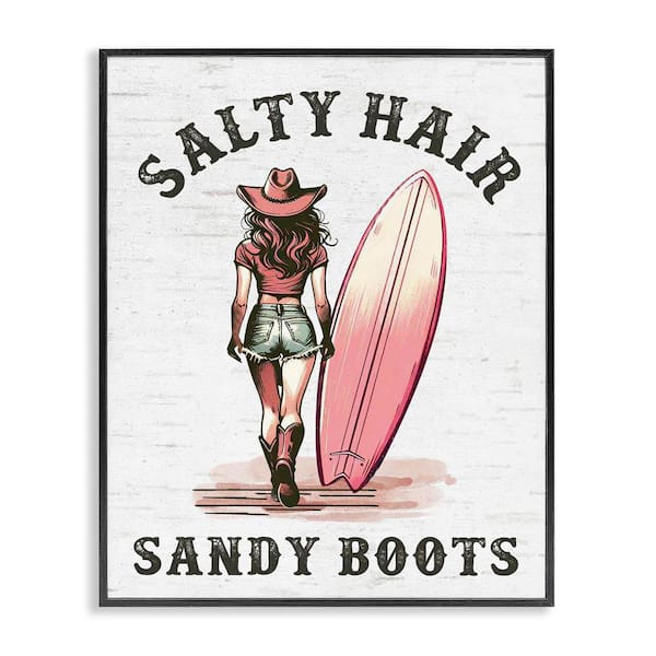 Salty Hair and Sandy Boots by Lettered and Lined Black Framed People Giclee Art Print 30 in. x 24 in.