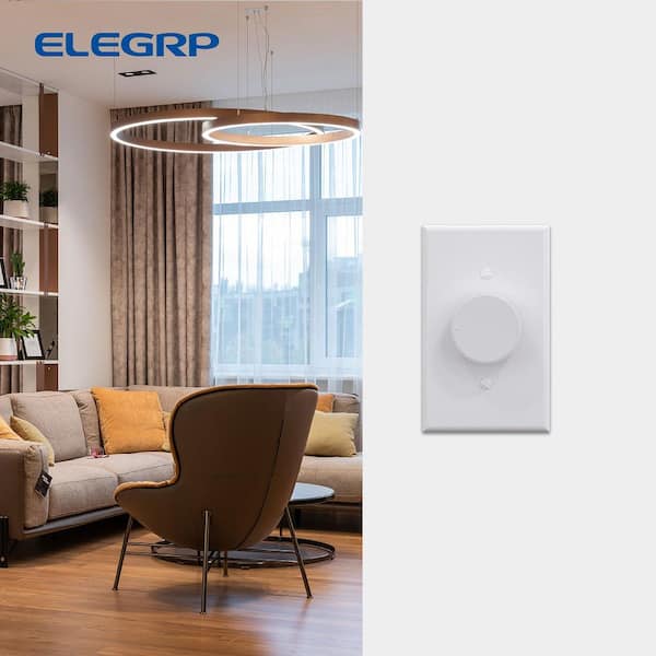 ELEGRP Rotary Dimmer Switch for Dimmable LED, CFL and Incandescent Bulbs, Single  Pole/ 3-Way, White/Ivory/light Almond (2-Pack) DM102S-WH2 The Home Depot
