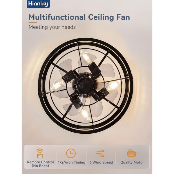 HINNIXY 16.5 in. Indoor Black Ceiling Fan Caged Ceiling Fan with