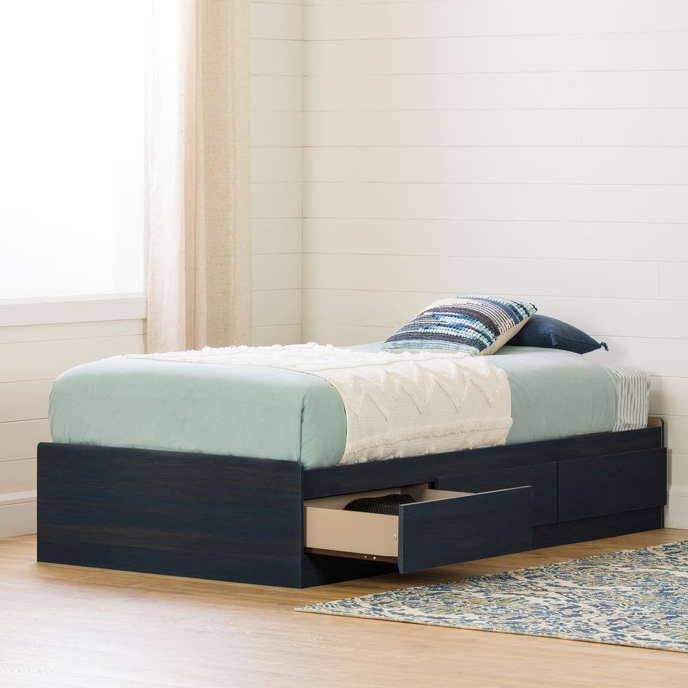 Blueberry Twin Captain's Bed with 3 Storage Drawers