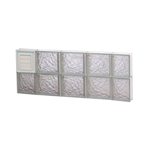 Clearly Secure 34.75 in. x 15.5 in. x 3.125 in. Frameless Ice Pattern Glass Block Window with Dryer Vent