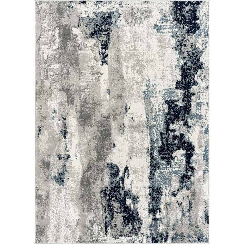 Blue 5 ft. x 7 ft. Abstract Indoor/Outdoor Polypropylene Area Rug
