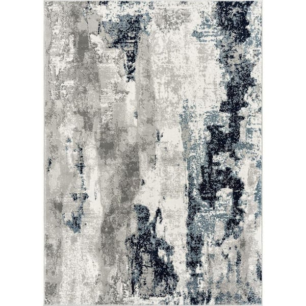 Blue 5 ft. x 7 ft. Abstract Indoor/Outdoor Polypropylene Area Rug A46A1 ...