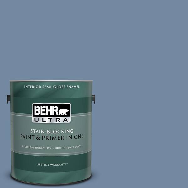 BEHR ULTRA 1 gal. #UL240-18 Hilo Bay Semi-Gloss Enamel Interior Paint and Primer in One