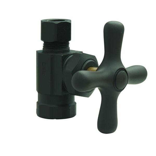 BrassCraft 3/8 in. FIP Inlet x 3/8 in. O.D. Comp Outlet Multi-Turn Straight Valve with Cross Handle in Oil Rubbed Bronze