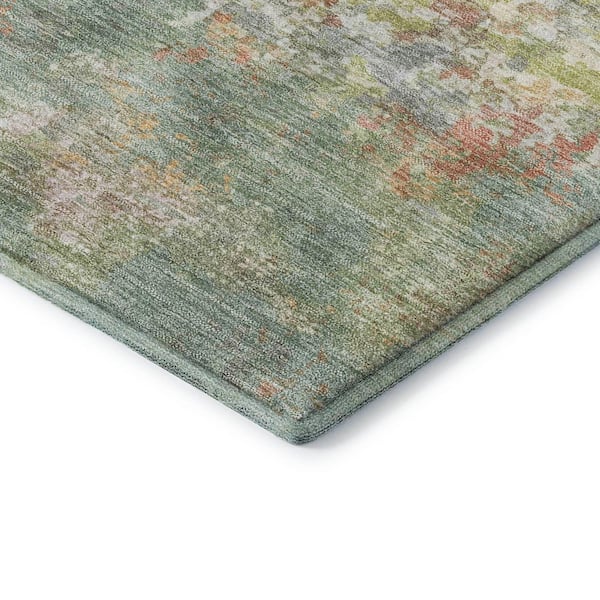 Mayfield Premium Machine Washable Abstract AMF2166 Green 5 ft. x 7 ft. 6 in. Area Rug