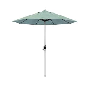 7.5 ft. Black Aluminum Market Patio Umbrella Auto Tilt in Spa Sunbrella