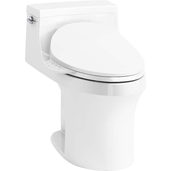 San Souci 1-Piece 1.28 GPF Single Flush Elongated Toilet in White Seat Included San Souci 1-Piece 1.28 GPF Single Flush Elongated Toilet in White Seat Included