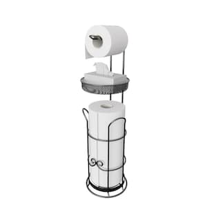 New England Stories Toilet Paper Holder Stand with Shelf, Freestanding Toilet Tissue Roll Holder with Dispenser for Bathroom Storage Holds 4 Roll